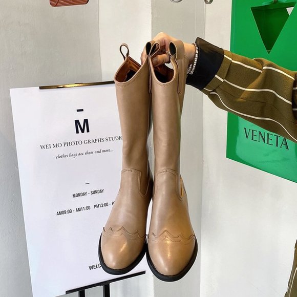 Pointed Toe Chunky Heel Boots Vintage Western Cowboy Rider Boots - Picture 2 of 3